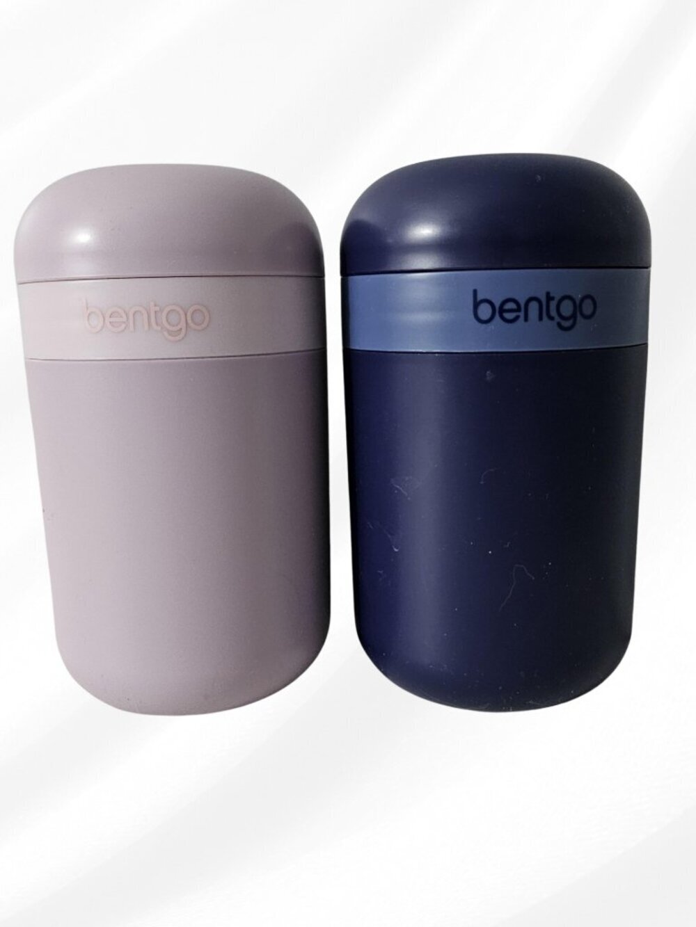 Set of 2 Bentgo Snack Cup Set Purple Blue Dual Compartment Leakproof